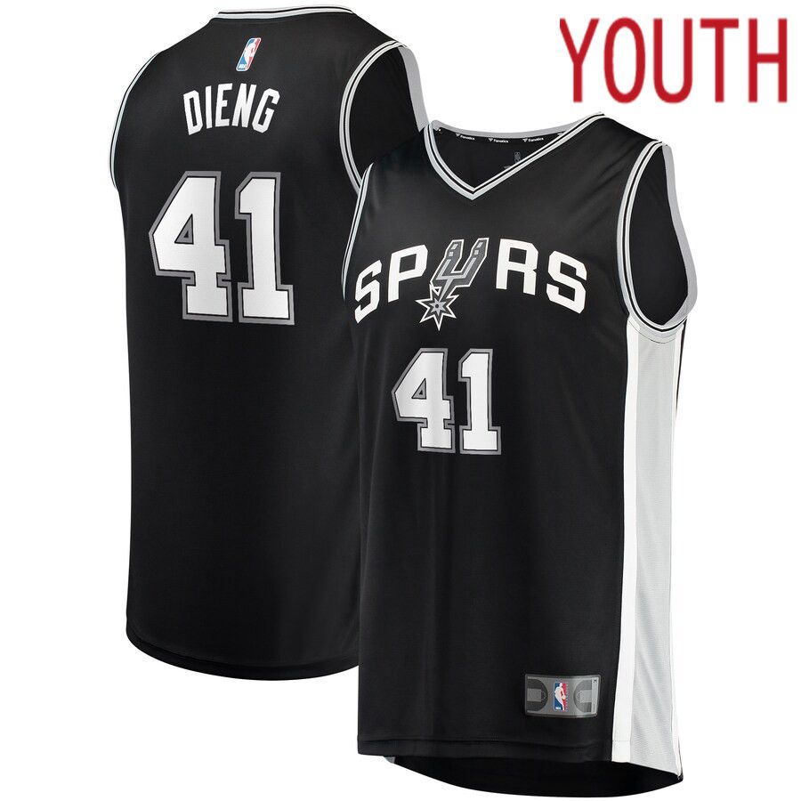 Youth San Antonio Spurs 41 Gorgui Dieng Fanatics Branded Black Fast Break Player NBA Jersey